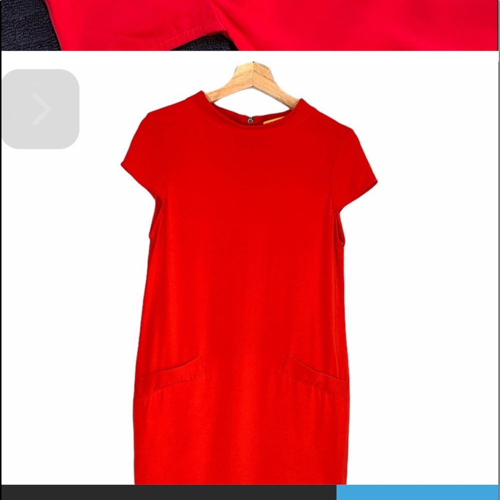 Alice and Olivia Red dress mod vintage style mock sleeve with pockets